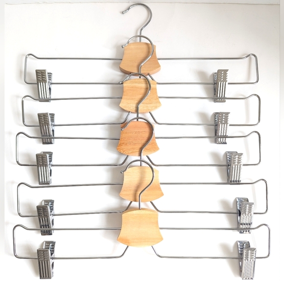 Hangers 5 Set Clip On Wood Accents 💎 Bundle LOT 5 Full Size - Picture 1 of 3